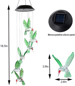 Solar Outdoor 6 Hummingbird Windchime Decoration Light - Multi Color