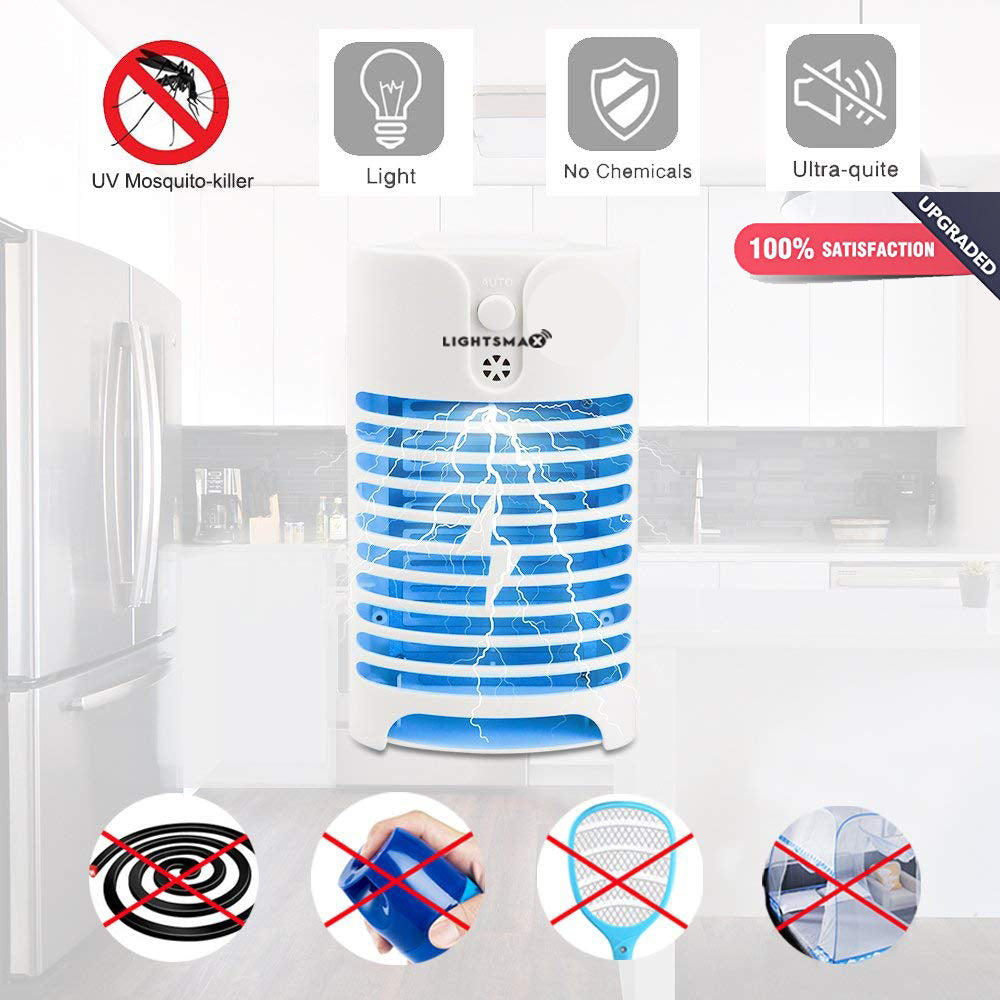 LIGHTSMAX White Indoor Electric Mosquito Plug in Killer Zapper Night Light Auto On/Off - White