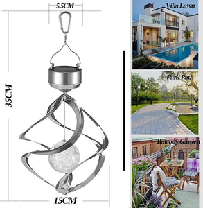 Solar Outdoor LED Color Changing Waterproof Spiral Wind Chime Light - multi color