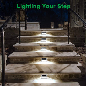 2 Pks Stainless Steel Solar Stair Step Light - Cool White