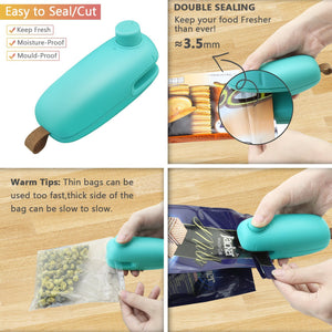 Blue Kitchen Heat Bag Sealer Chip Cookies Candy Plastic Zip Bag Travel Size Portable
