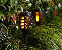6 Pks Tiki Dancing Flame Solar Led Pathway Garden Yard Home Light - Warm Light