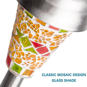 6 pks Stainless Steel Mosaic Solar LED Pathway Garden -Multi Color