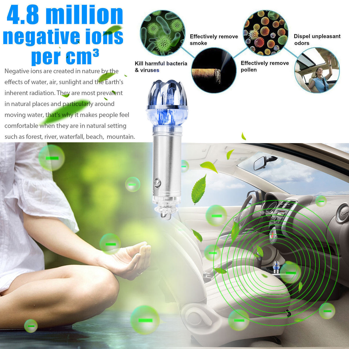 Black Car Air Purifier Ionizer Cleaner Refresher Cigarette Lighter Plu – P2  Trading Inc