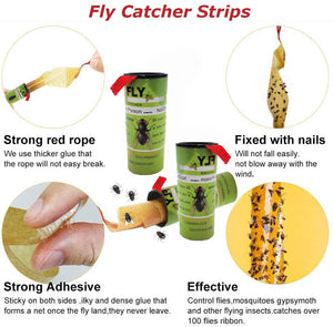 Fly Flies Mosquito Flying Insects Bugs Sticky Glue Ribbon Trap - 32 pks