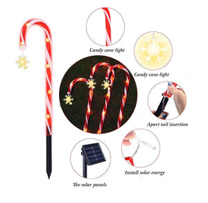 8 pk Solar Outdoor 8 Pack 20 inches LED 8 Modes Christmas Candy Cane Crutches Holiday Waterproof Pathway Lights, Warm