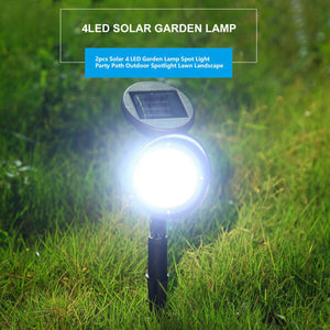 6 Pks Solar 4 LED Adjustable Spot Lights Pathway Driveway Lawn - White Color