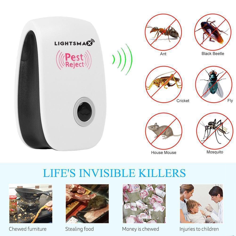 LIGHTSMAX Ultrasonic Electronic Indoor Pest Repeller - Black