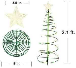 2 Pack Solar Outdoor 2ft 70LED 8 Modes Waterproof Christmas Holiday Spiral Tree - Multicolor