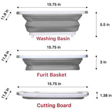 3-1 Multi Function Collapsible Cutting Board Drain Basket for Fruits Vegetable Meat Food Preparation