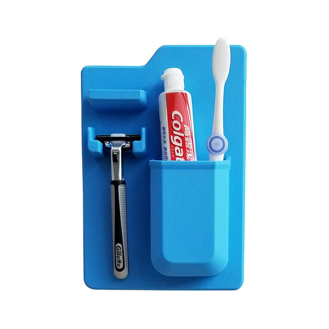Blue Silicone waterproof toothbrush razor holder organizer for shower bathroom