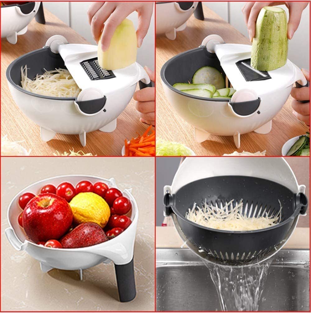 9-1 Multi-Purpose Kitchen Vegetable Food Prep Cutter with Drainer
