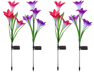 4 pk 31.8" Outdoor Solar Lily Flower Light Garden Pathway Ground Light