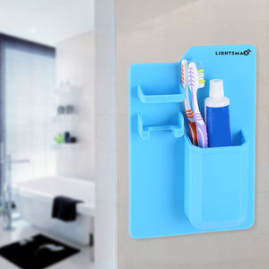 Blue Silicone waterproof toothbrush razor holder organizer for shower bathroom
