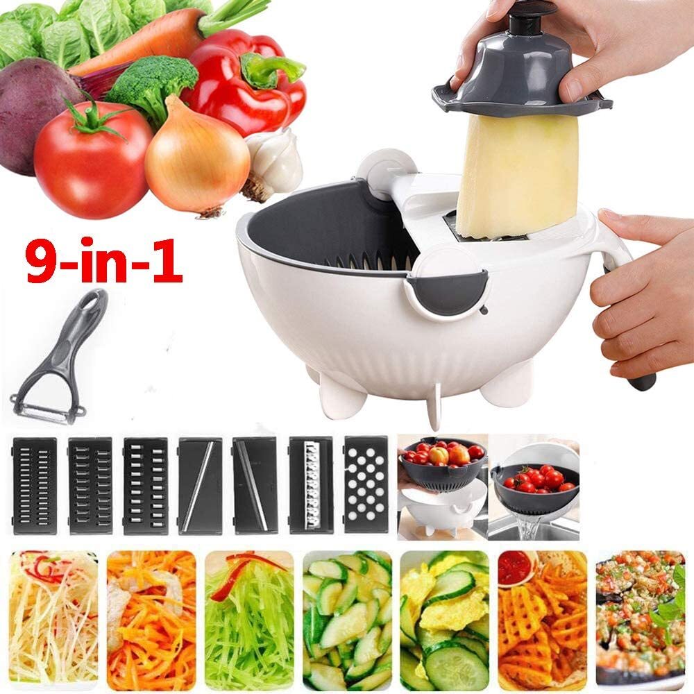9-1 Multi-Purpose Kitchen Vegetable Fruit Food Salad Food Prep Cutter Drainer Kit