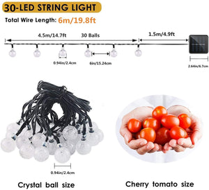 19.7" 40 LED Solar Water Droplet Crystal Ball Fairy String Light 8 Modes - Cool White