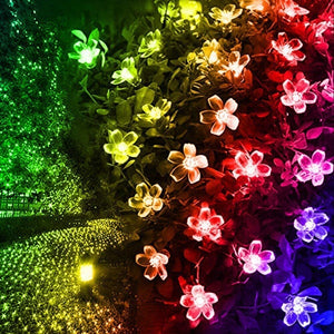 23" 30 LED Solar Sakura Flower String Light with 2 Modes - Multi Color