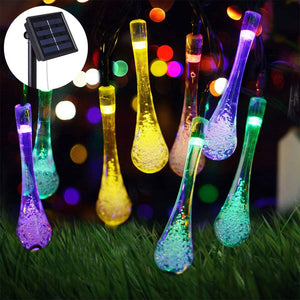 20" 30 LED Solar Fairy Waterdrop String Light with 2 Mods -Multi Color