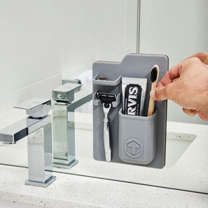 Grey Silicone waterproof toothbrush razor holder organizer for shower bathroom