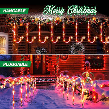 8 pk Solar Outdoor 8 Pack 20 inches LED 8 Modes Christmas Candy Cane Crutches Holiday Waterproof Pathway Lights, Warm