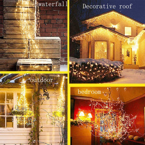 220 LED Solar Firefly Bunch Copper Wire String Light - Warm Color