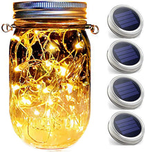 4 pks Solar LED Hanging Mason Jar Lids (NO JARS) - Warm White
