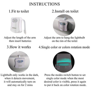 White Motion Activate Sensor Toilet LED Night Light - 2 pks