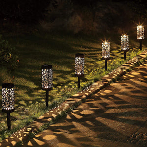 12 Pks Garden Lawn Backyard Patio Solar Led Light Pathway Leaf Pattern - Warm Color