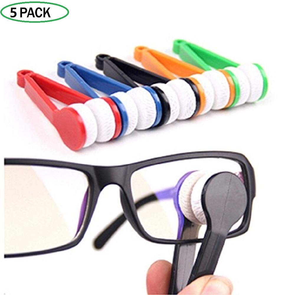 5 PKS-Mini Sun Glasses Eyeglass Microfiber Spectacles Cleaner Soft Brush Cleaning Chips Mini Microfiber Glasses Eyeglasses Cleaner Tool Random Colors