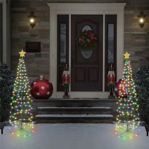 2 Pack Solar Outdoor 2ft 70LED 8 Modes Waterproof Christmas Holiday Spiral Tree - Multicolor
