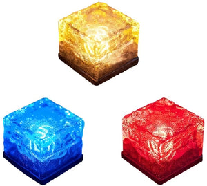4 pks Solar Ice Cube Changing Color Groupe Walkway Pathway Home Garden Decor - Multi Color