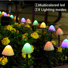 20" Solar Mushroom string LED Lights with multi color and 8 modes - multi color