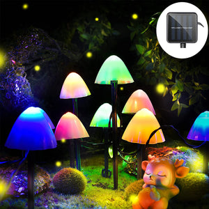 20" Solar Mushroom string LED Lights with multi color and 8 modes - multi color